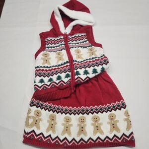 Gymboree Christmas Gingerbread Girl Fair Isle Sweater Vest Skirt Set